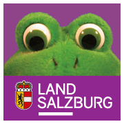 Logo Elternberatung Land Salzburg grüner Plüschfrosch